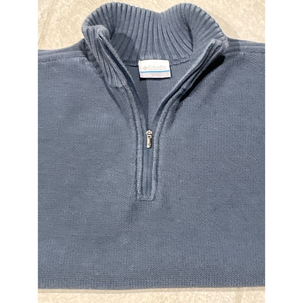 Columbia Sweater Men's Size L‎ Olive Green Cotton Knit 1/4 Zip Pullover